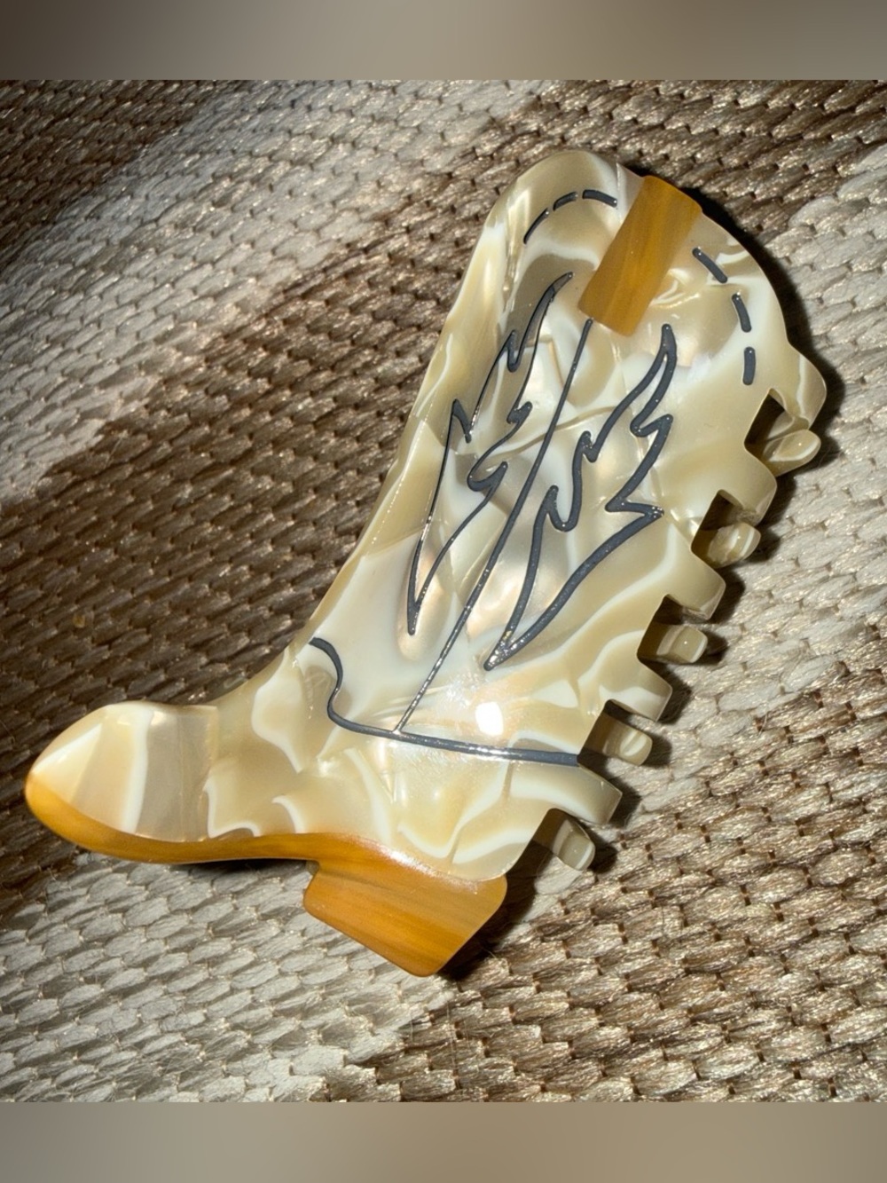 Women’s Beige Marbled Western Heel Boot - Unbranded